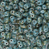 *Czech Superduo Beads Turquoise Blue Picasso 22g