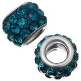 European Rhinestone Beads 12mm Dark Aqua 5/pk