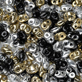 *Czech Superduo Beads Silver and Gold 22g