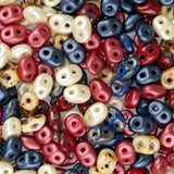 *Czech Superduo Beads Old Glory 22g