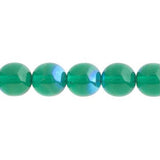 Czech Round Druk Beads 8mm Transparent Emerald AB 22/strand