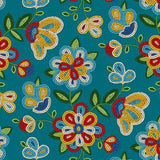 Cotton Fabric Beaded Floral #449 Turquoise - Half Yard