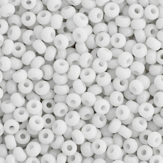 8/0 Czech Seed Beads #03050MV Opaque White Matte 22g