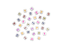 Cube 8mm Assorted Colour Alphabet Beads 36/pk