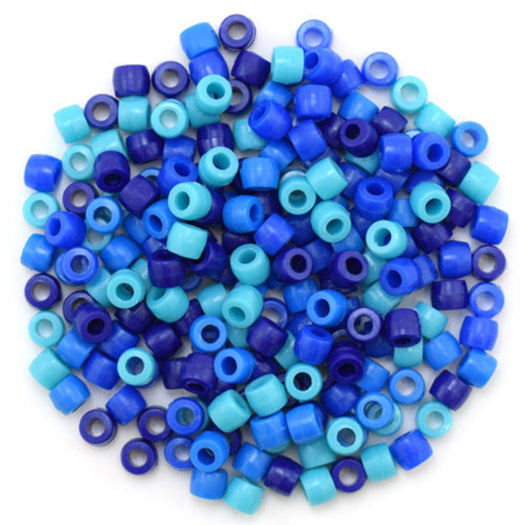 Crow/Pony Beads Multi Blues Mix 200/pk