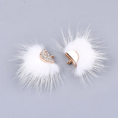 Faux Mink Fur Tassels 1.25" White 2/pk
