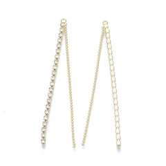 Rhinestone/Ball Chain Tassels, 2 Strand Gold 4/pk