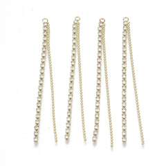 Rhinestone/Ball Chain Tassels, 2 Strand Gold 4/pk