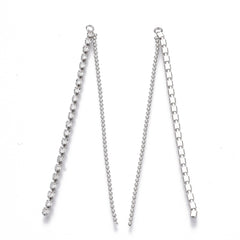 Rhinestone/Ball Chain Tassels, 2 Strand Nickel 4/pk