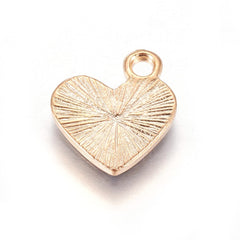 1/2" Heart Red/Gold Metal Charm 5/pk