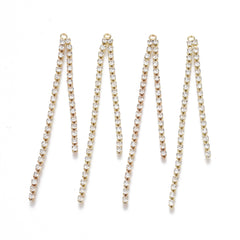 Rhinestone Chain Tassel Pendant 2.75" 2 Strand Gold 4/pk