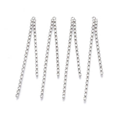 Rhinestone Chain Tassels, 2 Strand Nickel 4/pk