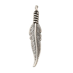 1 1/4" Antique Silver Feather Metal Charm 10/pk