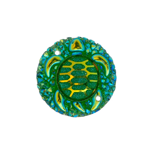 Sew-On Stone Turtle Sparkle 25mm Green AB 10/pk