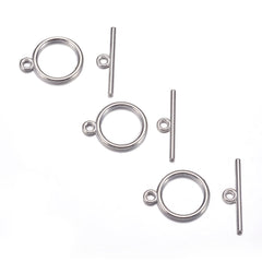 Toggle Clasp Nickel 15mm Round 10/pk