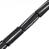 Bone Carved Tube Beads 0.75" Black & White 11/Strand