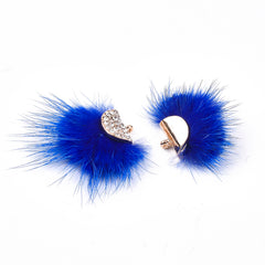 Faux Mink Fur Tassels 1.25" Blue 2/pk