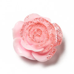 Resin Cabochon Flower 19mm Glitter Pink 10/pk