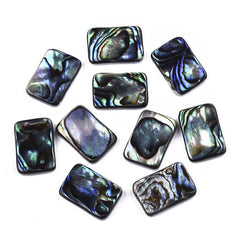 Shell Cabochons, Natural Abalone Rectangle 15x10mm 2/pk