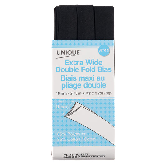 Extra Wide Double Fold Bias Tape Black 3yds