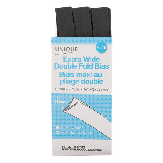 Extra Wide Double Fold Bias Tape Dark Grey 3yds