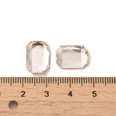 Rhinestone Cabochons, Rectangle 14x10mm Light Peach 4/pk