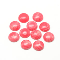 Gemstone Cabs, Round 12mm Rhodochrosite (Synthetic/Dyed) 2/pk