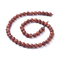 Wood Round Beads 8mm Natural Dragon Tree 15-16" Strand
