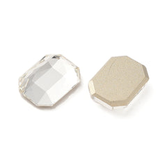 Rhinestone Cabochon Rectangle 14x10mm Crystal 4/pk