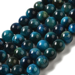 Tiger Eye Blue Beads 8mm Round (Natural/Dyed) 15-16" Strand