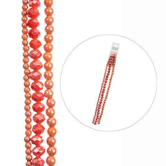 Crystal Lane Rondelle & Round Orange Mix 3 Strands 7in