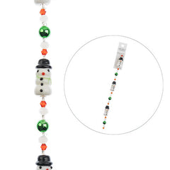 Crystal Lane Holiday Lampwork Snowman Black Hat 7" Strand