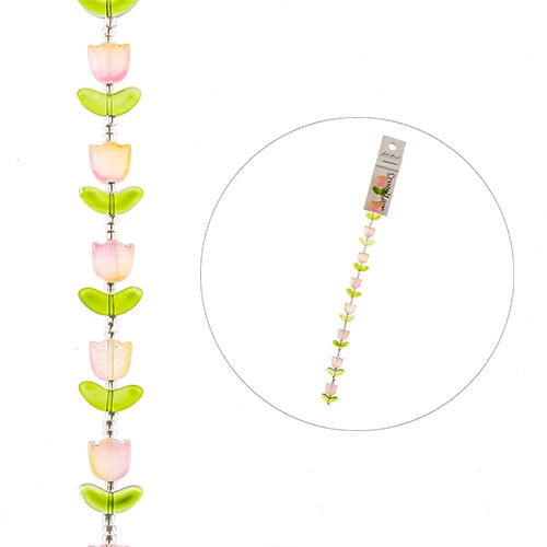 Crystal Lane Tulips 14x16mm Pink & Yellow Mix 7in