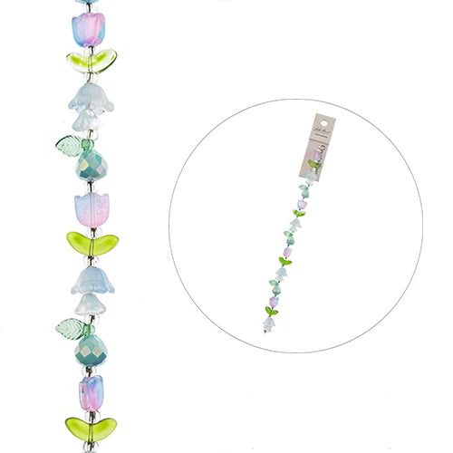 Crystal Lane Tulips, Flowers, Pears Purple & Blue Mix 7in