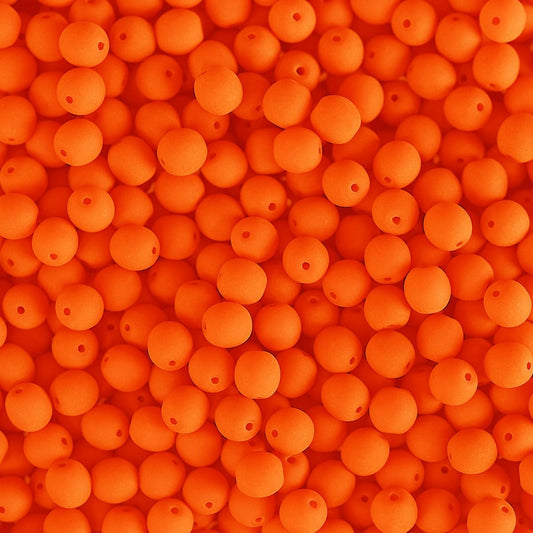Czech Glass Beads 4mm Round Velvet Neon Orange 46/Strand