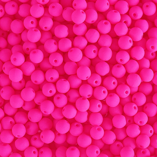 Czech Glass Beads 4mm Round Velvet Neon Pink 46/Strand