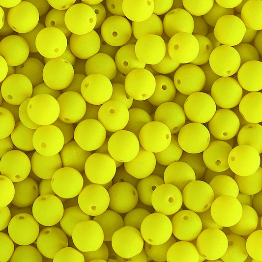 Czech Glass Beads 6mm Round Velvet Neon Yellow 30/Strand