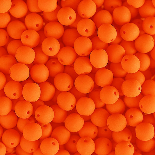 Czech Glass Beads 6mm Round Velvet Neon Orange 30/Strand