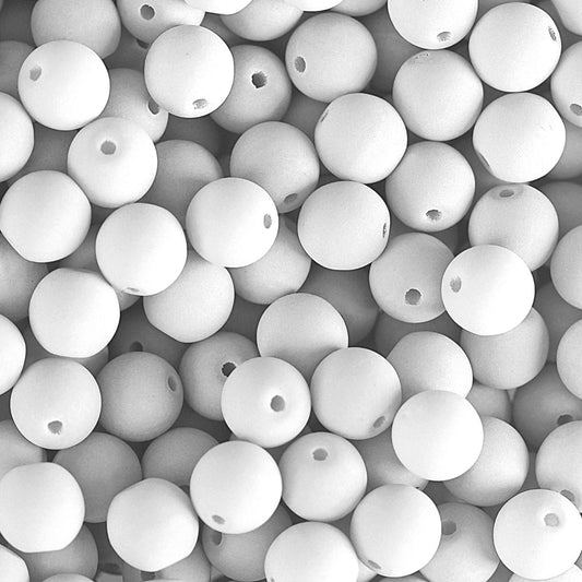 Czech Glass Beads 8mm Round Velvet White 23/Strand