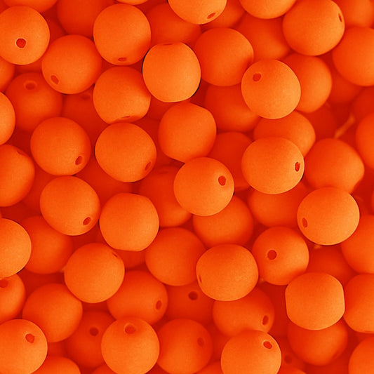 Czech Glass Beads 8mm Round Velvet Neon Orange 23/Strand