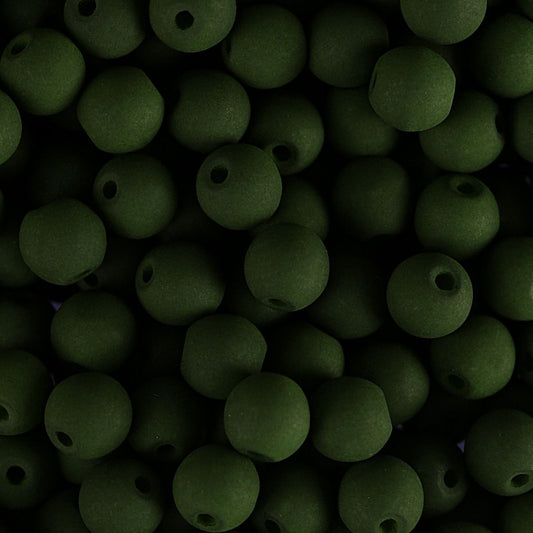Czech Glass Beads 8mm Round Velvet Dark Green 23/Strand