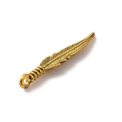 1 1/4" Antique Gold Feather Metal Charm 10/pk