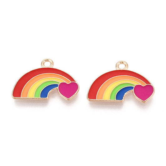 Pride Enamel Rainbow Heart Charm 5/pk