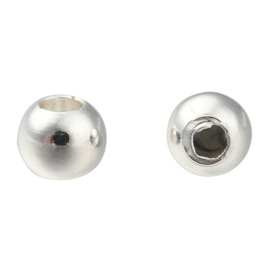 Round Metal Bead 3mm Silver Plated 50/pk