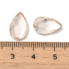 Rhinestone Cabochons, Teardrop 14x9mm Light Peach 4/pk