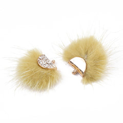 Faux Mink Fur Tassels 1.25" Dark Khaki 2/pk