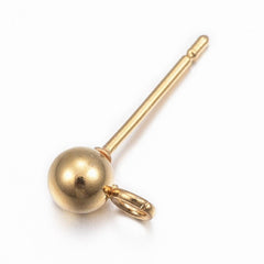Earring Studs with Loop Stainless Steel 24kt GP 10/pk