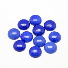 Gemstone Cabs, Round 12mm Jade Blue (Natural/Dyed) 2/pk