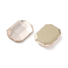 Rhinestone Cabochon Rectangle 14x10mm Light Peach 4/pk