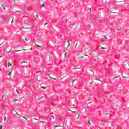 6/0 Toho Seed Beads #38 Silver Lined Pink 8-9g Vial